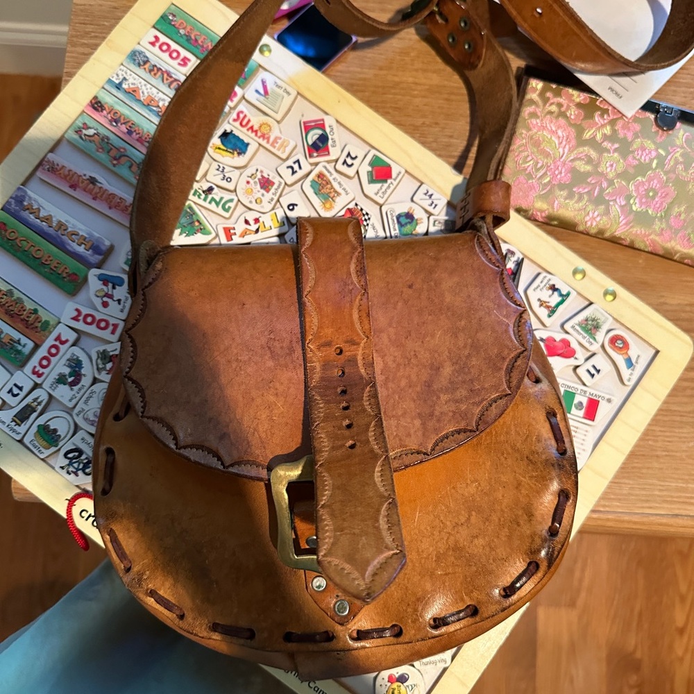 Brown Leather Saddle Bag